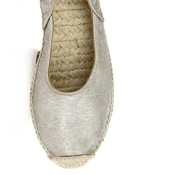 RAG & BONE Flats Espadrille Silver Shimmer Leather Slip on Shoe NEW NWOB πHPπ - Picture 4 of 16